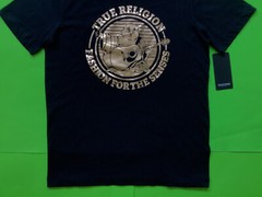 TRUE RELIGION Mens Short Sleeve T-Shirt Size XL Black with Gold 100% Cotton NEW