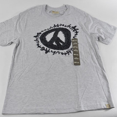 AGTAWH Men’s T-Shirt New M Gray Short Sleeve Crew Neck Graphic Peace Embroirery