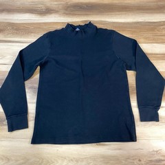 Lands End Mock Neck Mens M Black Cotton Regular Fit Heritage Vintage USA Made