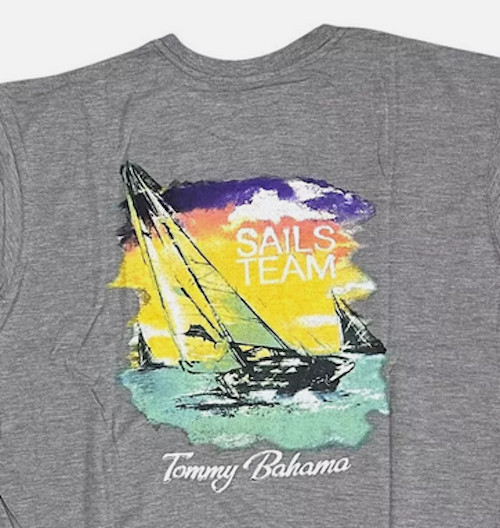 $45 TOMMY BAHAMA Heather Grey SAIL’S TEAM Relaxed Fit Short Sleeve T-shirt NWT