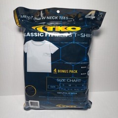 TKO Men’s Size XL – Classic Fit T-Shirt 4-Pack Crew Neck Te = 2 Blk/1 Gry/ 1 Wht