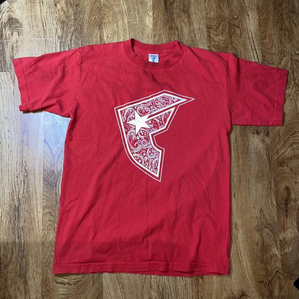 Vintage Famous Stars & Straps Shirt Mens Large Red Bandana F Logo 2000s