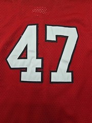 Teamwork Boys Red Mesh Jersey Size 12-14 Athletic Sleeveless Number 47