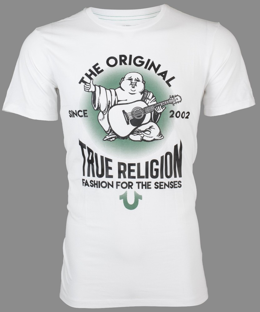 $69 TRUE RELIGION White REAL DEAL BUDDHA Short Sleeve Designer Graphic T-shirt