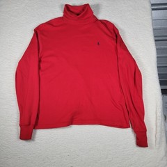 Ralph Lauren Sport Turtleneck Mens Size M Red Long Sleeve Cotton Pony Logo