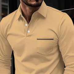 Mens Casual Shirts Grandad Long Sleeve Smart Work Business Golf Solid Tops