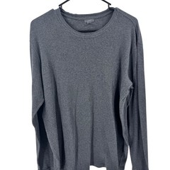 Vince Mens Charcoal Grey 100% Cotton Ribbed Long Sleeve Crew Neck Shirt Large
