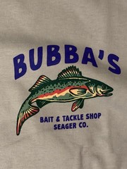 Seager T Shirt Graphic Mens Tee Bubbas Fishing Bait Size XL Sky Blue NEW RARE