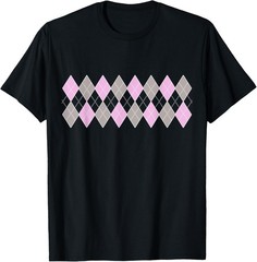 Argyle Vintage Pattern Grey and Pink Great Gift Retro Argyle T-Shirt