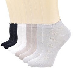 Women Ankle Socks Low Cut Ultra Soft Cotton White Black 8 PCS Size 5/9 Inch