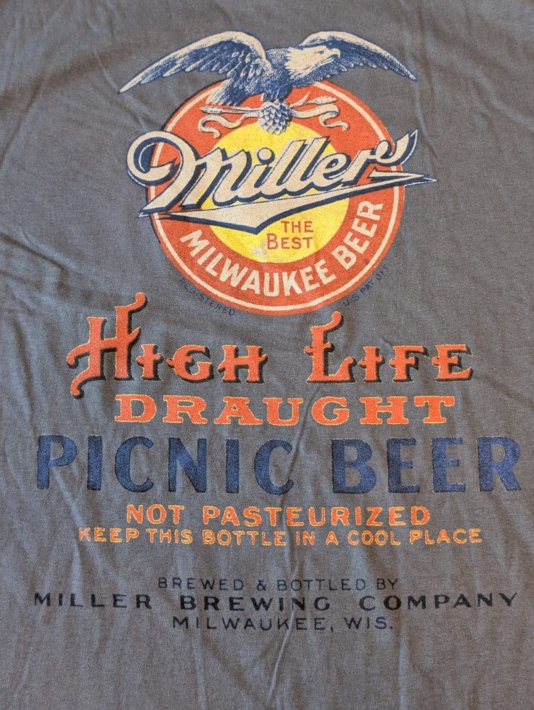 Licensed Miller High Life Beer Men’s Comfortable Tagless Short Sleeve Size M