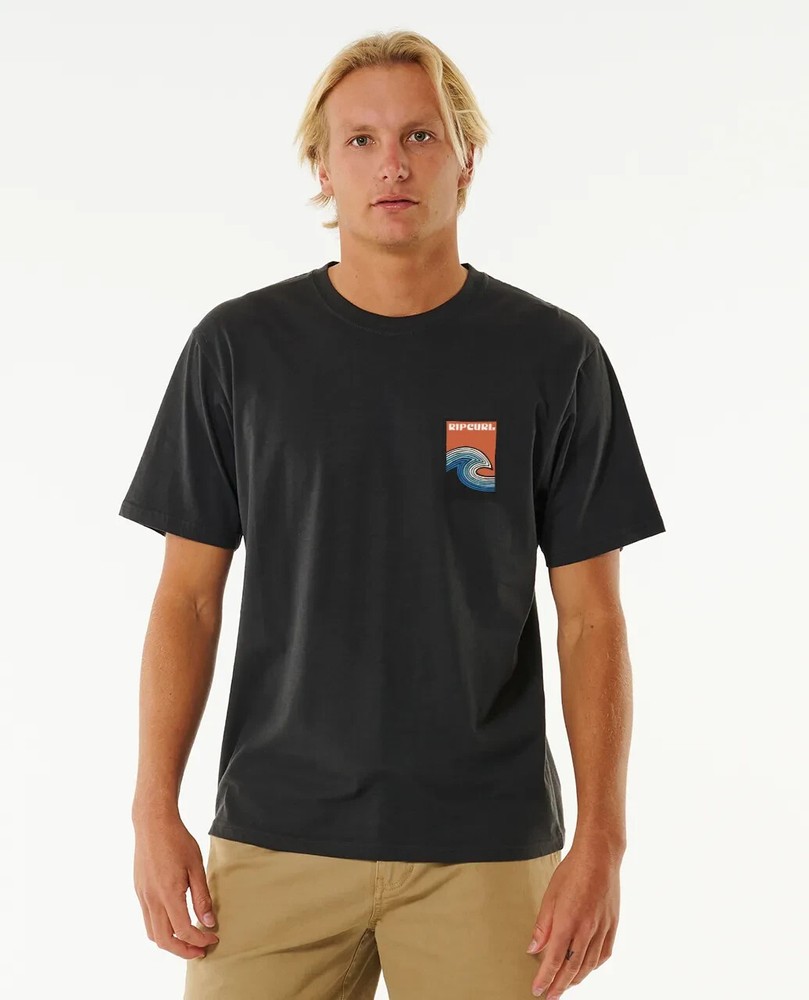 New Rip Curl Men’s Saltwater Culture Blazing Tube T-Shirt Washed Black Size M