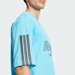 Adidas House Of Tiro Graphic Logo T-Shirt Bright Cyan Blue Black-Medium
