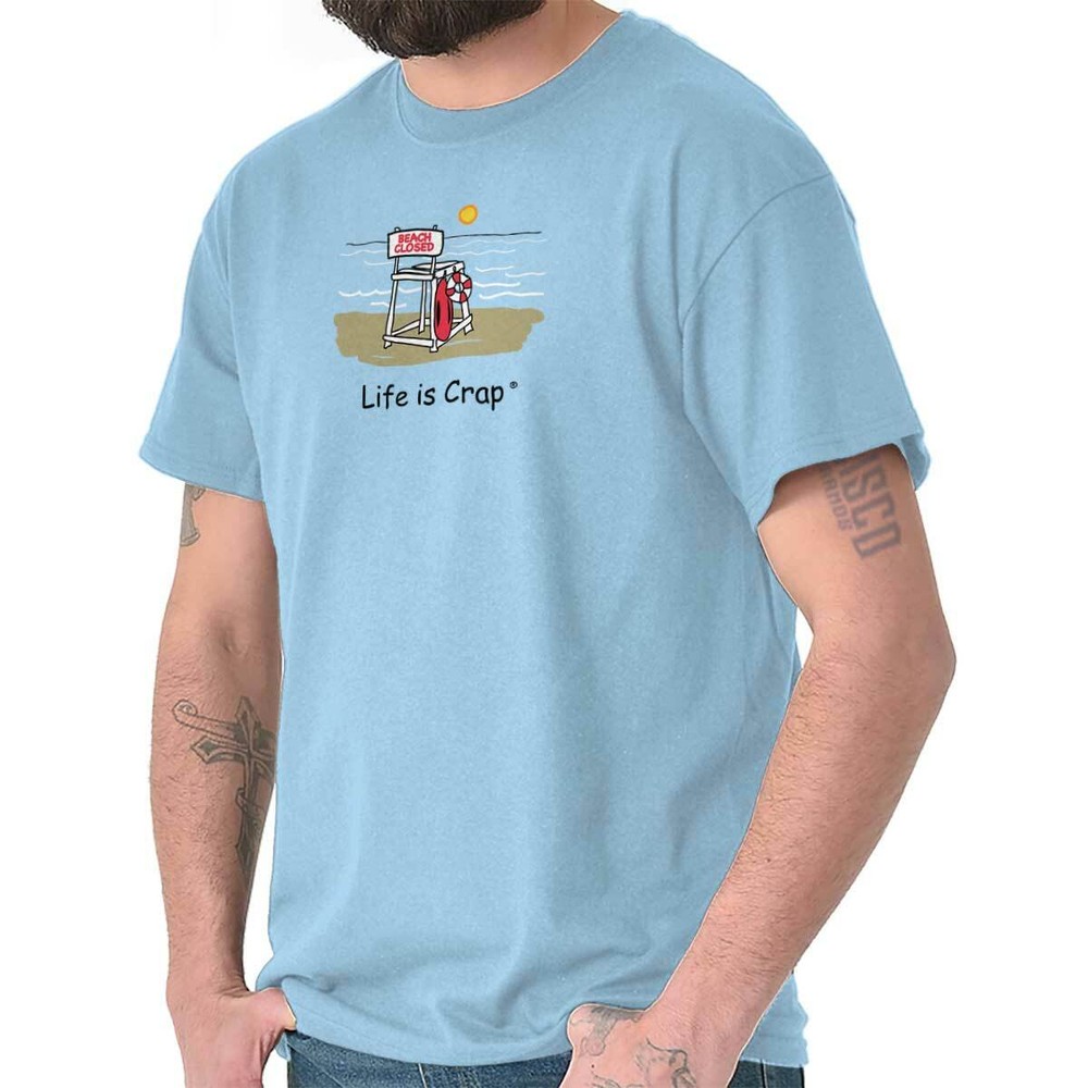 Life is Crap Funny Summer Vacation Over Gift Womens or Mens Crewneck T Shirt Tee