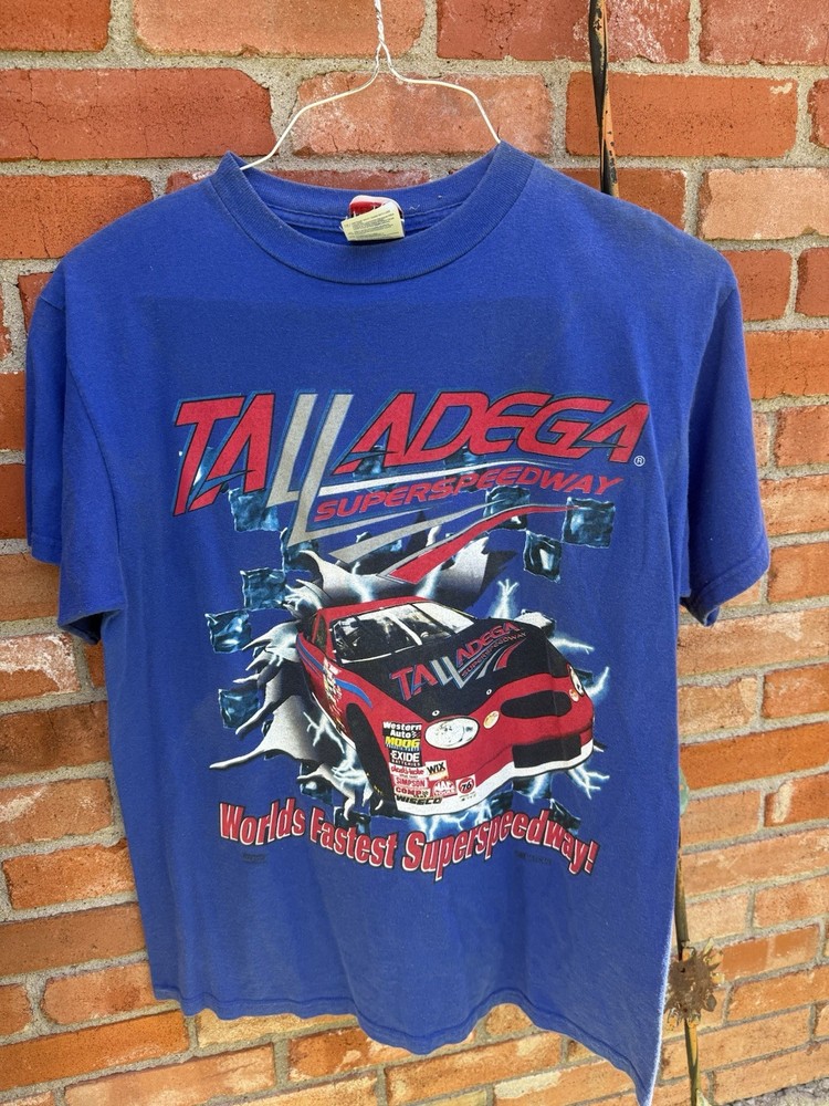 Checkered flag sports Graphic Blue Men’s T-Shirt L
