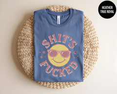 Funny Smiley Face T Shirt Sarcastic Graphic Tee Retro Aesthetic Top Adult Humor