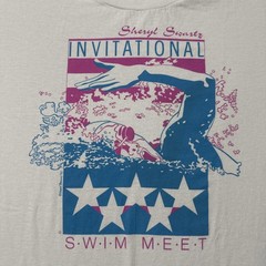 Vintage 80s Sheryl Swartz Swim Meet Shirt Mens XL Swimming Graphic Single Stitch