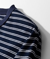 Mens Long Sleeve Striped Henry Shirt 300G Heavyweight Sailor T-Shirt Casual TEE