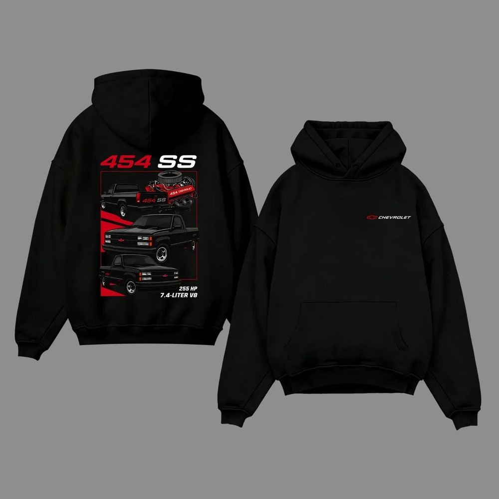 Chevy 454 SS 7.4L V8 Hoodie – Vintage Truck Graphic Shirt For Muscle Car