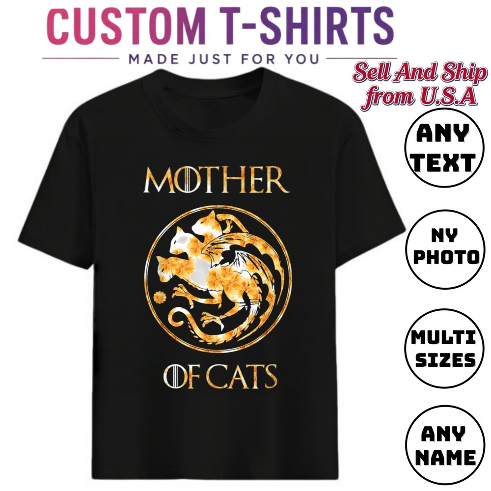 Personalized Custom Name Cat Mom Dad T-Shirt Casual Daily Gift for Cat Parents