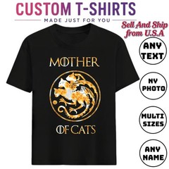 Personalized Custom Name Cat Mom Dad T-Shirt Casual Daily Gift for Cat Parents
