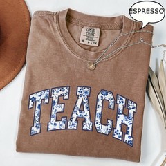Teach Floral Teacher Shirt First Day Of School Back To School Teaching Gift Tee
