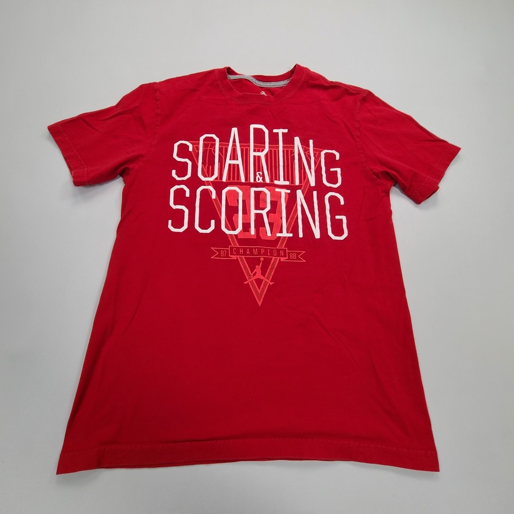 Jordan Shirt Adult Medium Red Basketball Jumpman Scoring Outdoors Athletic Mens