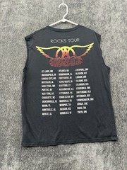 Aerosmith T Shirt Mens Large Black Cut Off Sleeve American Rock Tour Band Music