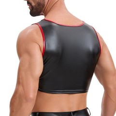 Men’s Faux Leather Sleeveless Vest Slim Fit Elastic Sexy Nightclub Punk Crop Top