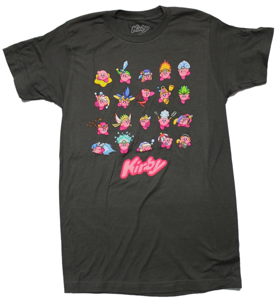 Kirby New Adult T-Shirt – Various Lined Up Baby Kirby Images