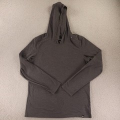 prAna Hoodie Mens M Gray Heathered Organic Cotton hooded tee long sleeve
