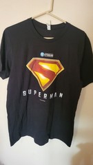 Canvas Sz L t Shirt Superman dc Studios black s Sleeve flo on back comic con 31