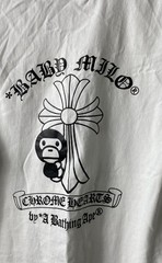 Chrome Hearts x A Bathing Ape Men’s White Baby Milo Cross Graphic T-shirt Sz M
