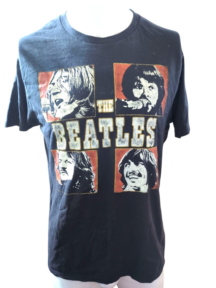 THE BEATLES John Paul George Ringo Black T Shirt Size Medium 100% Cotton 2019