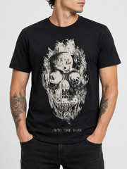 Liberto Men Black Gothic Skull Graphic Tee Size L Condition Varies