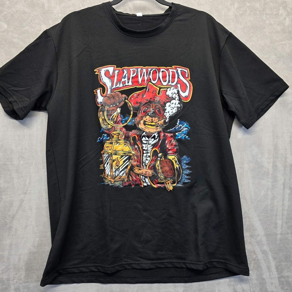 Slapwoods Cigar Tobacco Pirate Graphic Streetwear T-Shirt XL Black Crew Neck