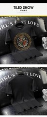 New Fashion Crown Rhinestones Summer Short Sleeve Luxury Men Streetwear T-Shirt
