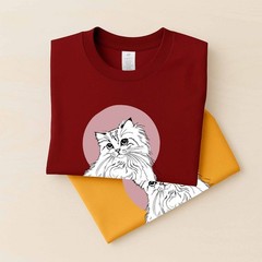 Pet Portrait Line Art Dog Cat Gift Unisex Crewneck T-shirt S-5XL