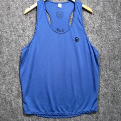 NELEUS LOGO Blue Muscle Mesh Tank Top Gym Workout Size XL