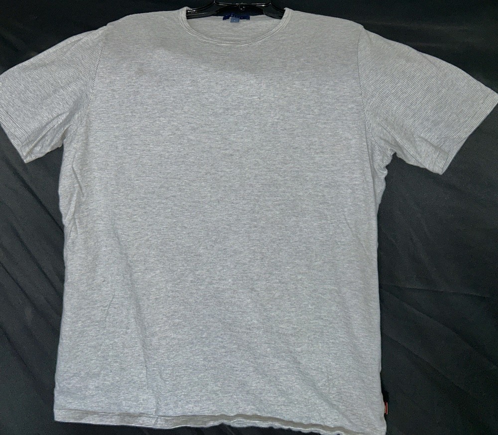 LARGE Mens HALSEY 44 San Miguel Fog Grey White Pima Stripe Tee Tshirt LG Shirt