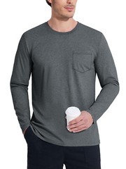 Men’s Crew Neck Shirt Long Sleeve Cotton Soft Comfort Lightweight Casual T-Shirt
