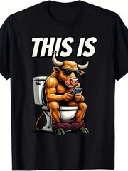 Funny “This Is Bull” T-Shirt | Muscular Bull on Toilet Graphic Humor Tee