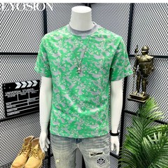 Men Camouflage Tie Dye Cotton Crew Neck T-Shirt Short Sleeve Casual Summer Tee