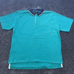VTG Eddie Bauer Henley Shirt Mens XL Teal Blue Contrast Collar Made in USA 90s