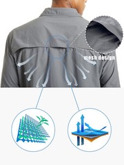 UPF 50+ Mens Quick Dry UV Protection Shirts Long Sleeve Hiking Fishing Work Tops