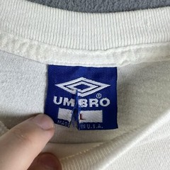 Vintage Umbro Shirt Mens Large White Sand Soccer Single Stitch 90s Thrashed USA