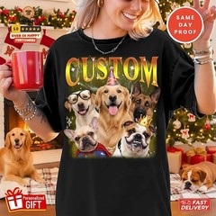 Custom Pet Portrait Comfort Tee Personalized Dog Cat Photo Shirt Gift