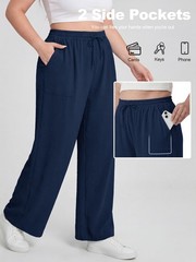Women’s Plus Size Wide Leg Pants Palazzo High Waisted Pants for Women Plus Si…