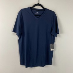 The Perfect Jean NYC Organic V Neck T-Shirt in Navy Blue Size Medium Short Slv