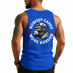 Nobody Cares Work Harder Funny Monkey (On Back) Tank Top